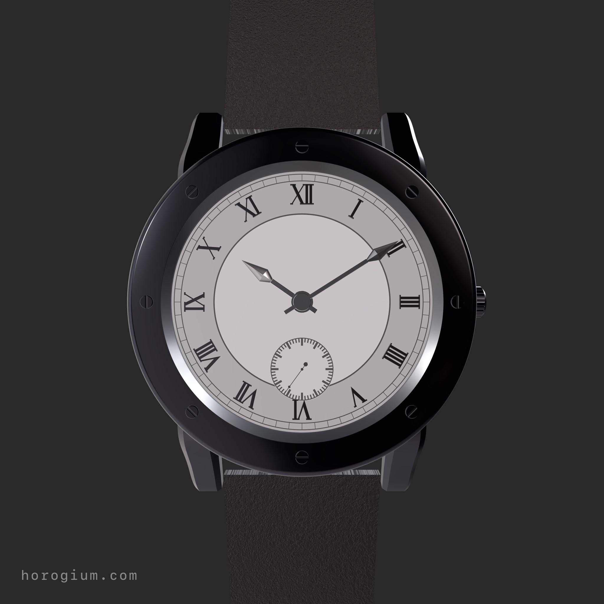 White dial watch with a round case