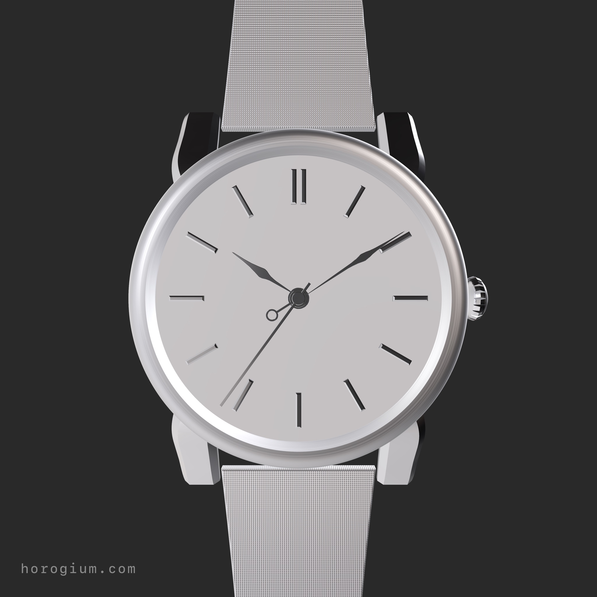 White dial watch with a round case