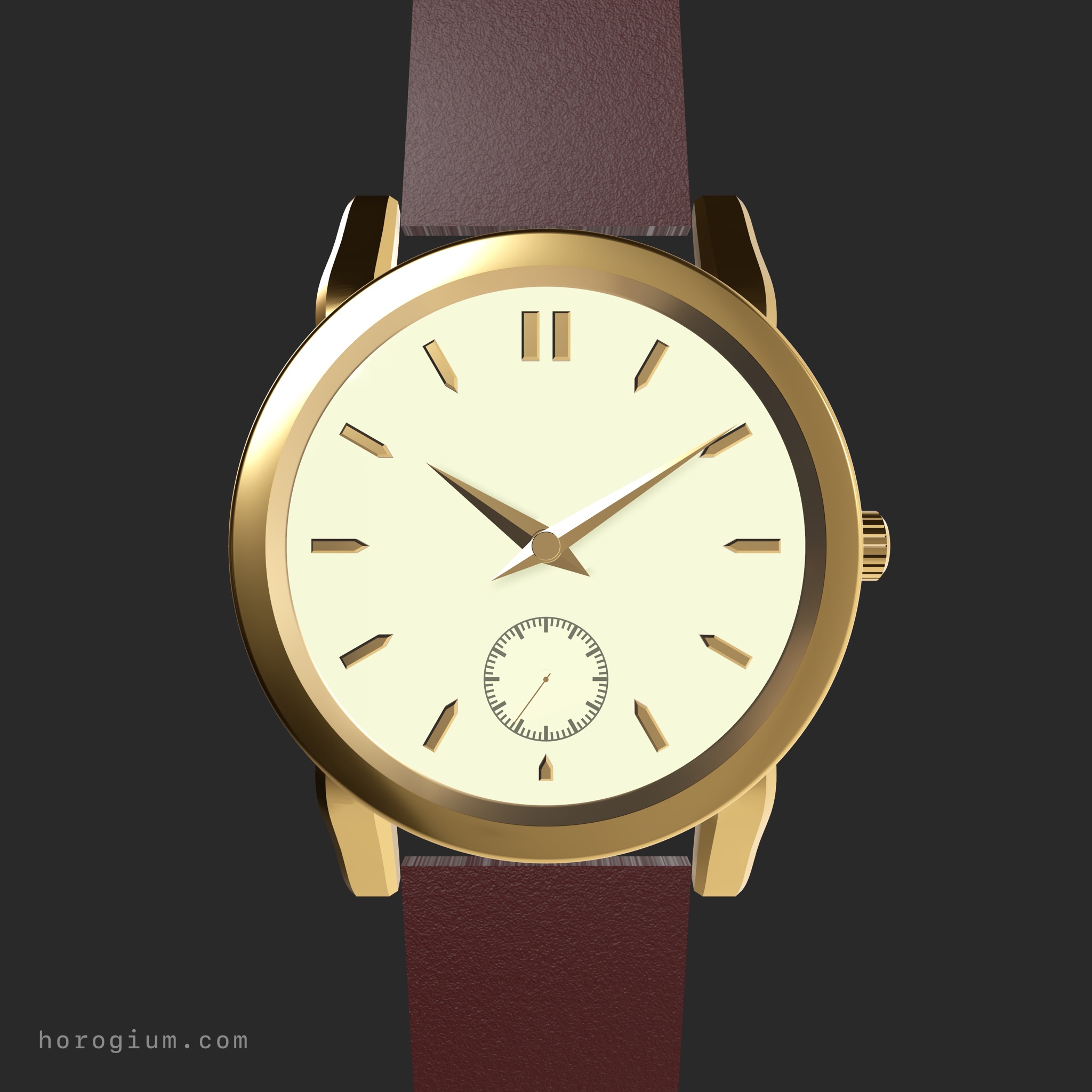 Green dial watch with a round case