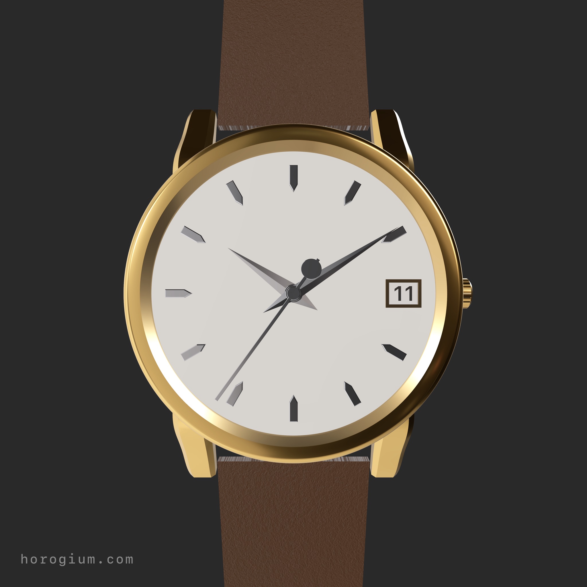 Yellow dial watch with a round case