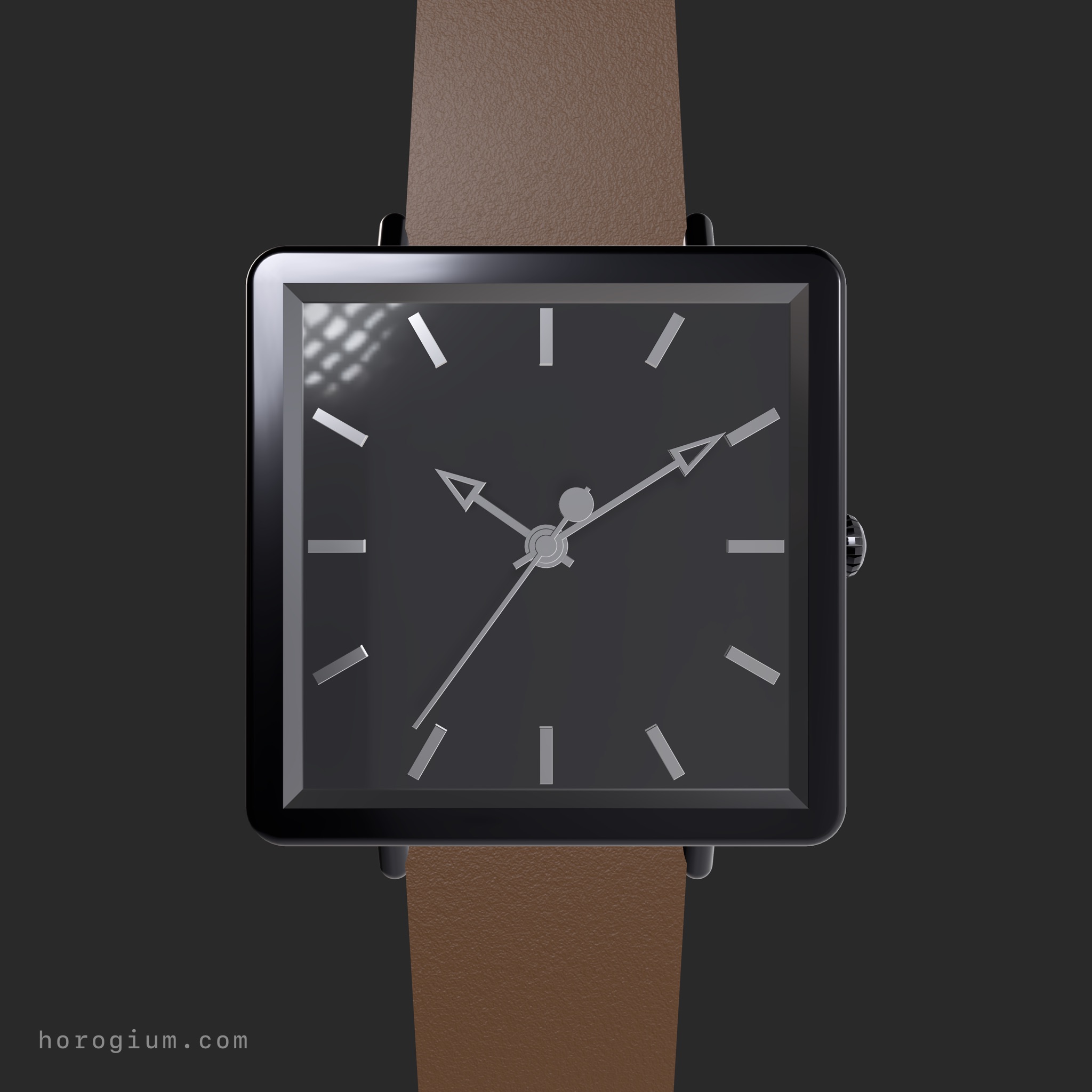 Black dial watch with a square case